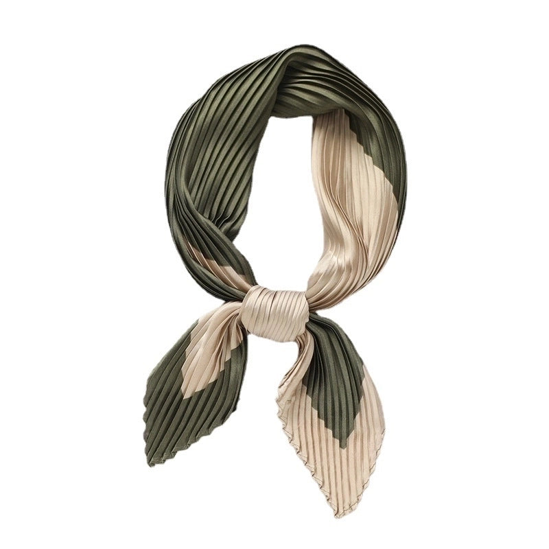 Unisex Streetwear Color Block Satin Printing Silk Scarf