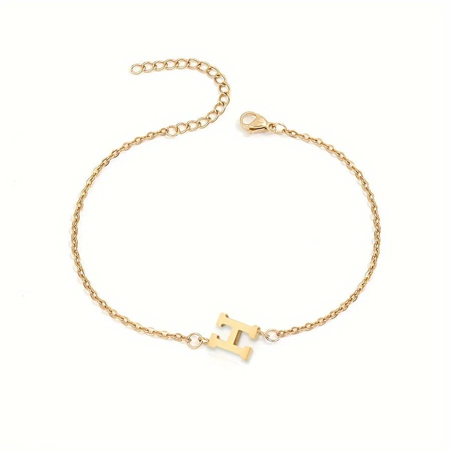 Dainty Feminine Letter Initial Chain Bracelet