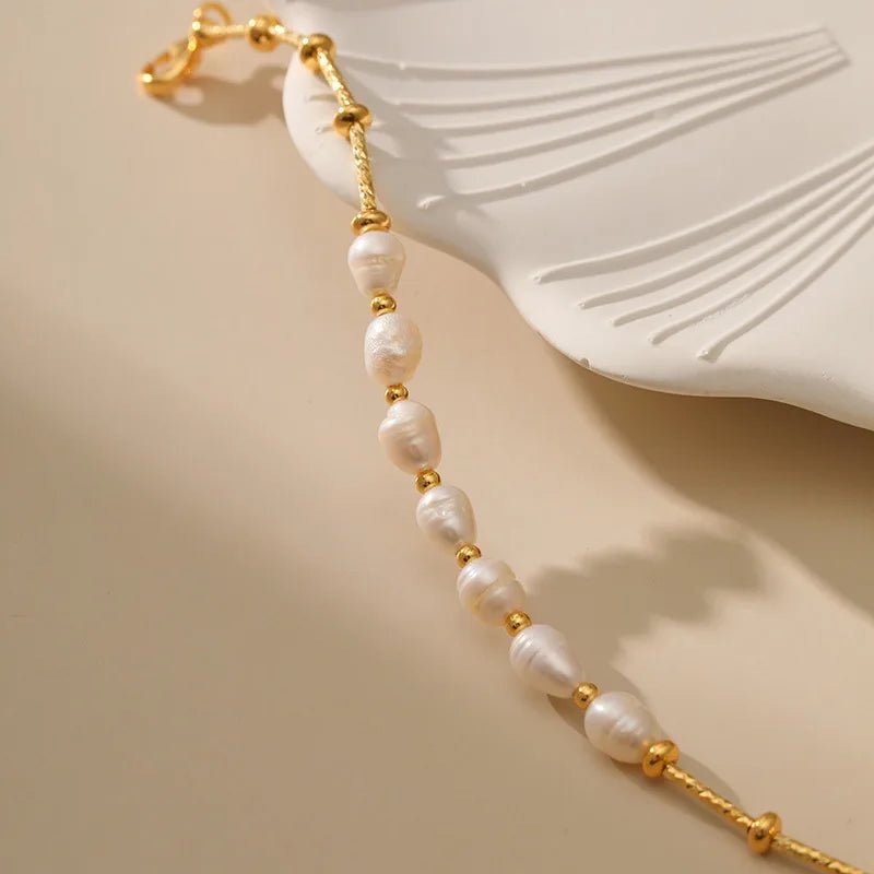 Boho Gold Accented Pearl Bracelets