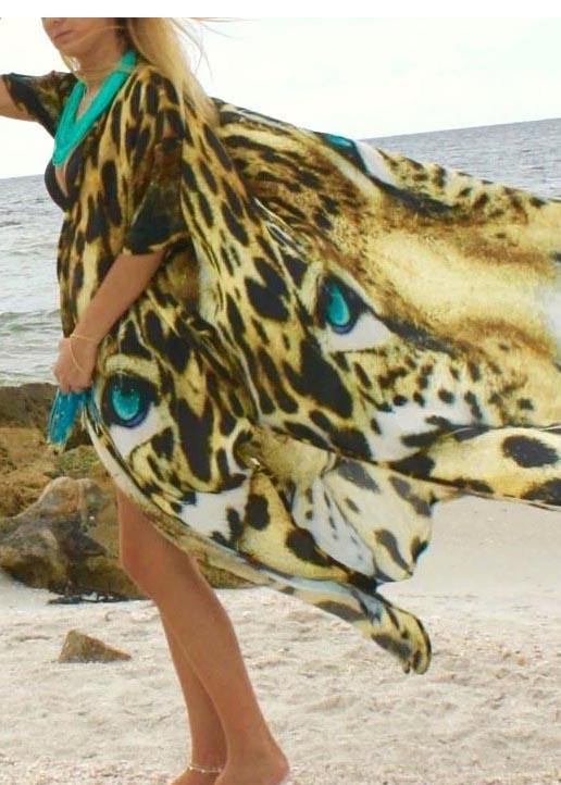 Organic Tiger Print side open Ankle Dress Coat