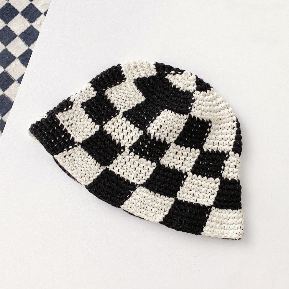 Checkered Crochet Bucket Hat