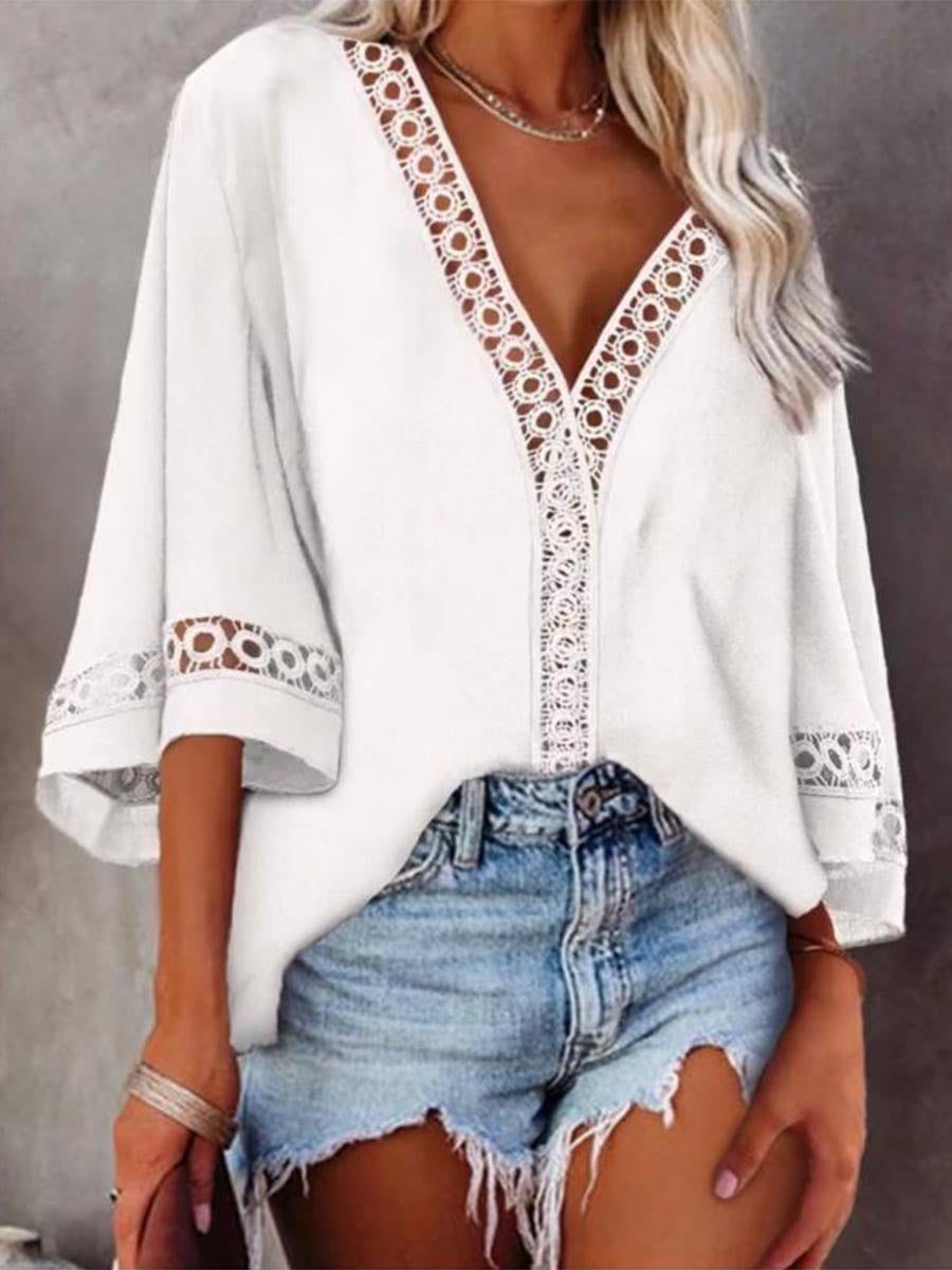 Stunnncal Lace V-neck Shirt5 colors