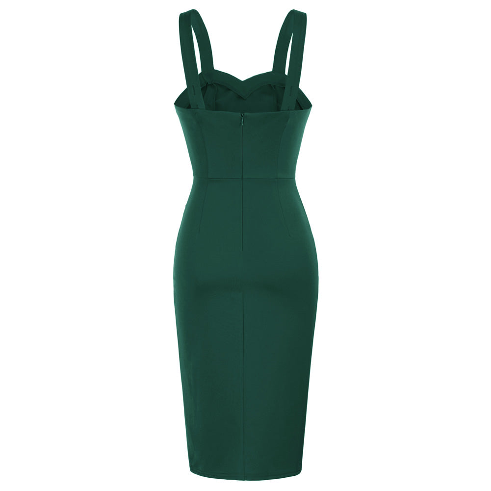 Ruched Wrap Sweetheart Neck Sleeveless Bodycon Dress