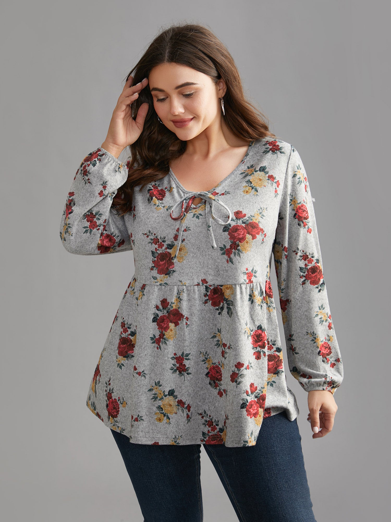 Floral Print Tie Knot T-shirt