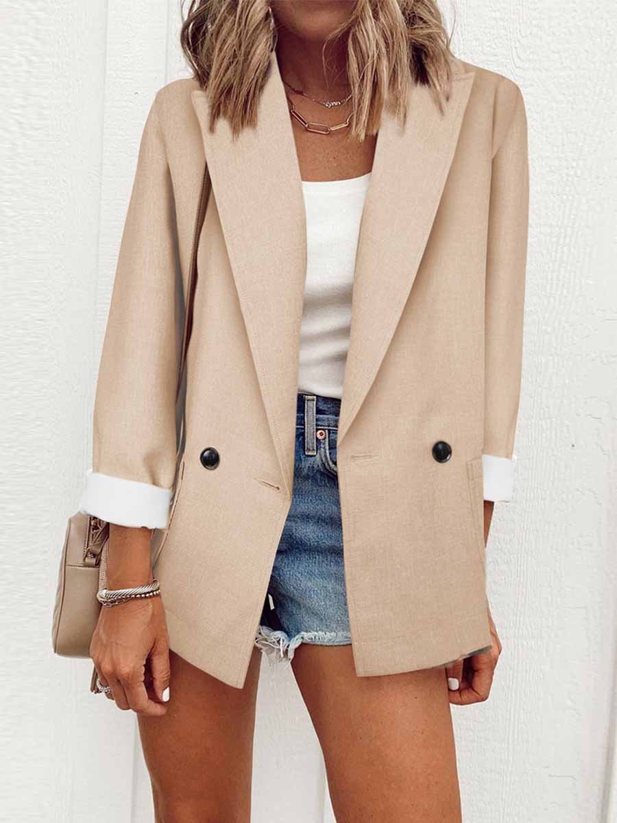 Solid Color Slim-Fit Blazer