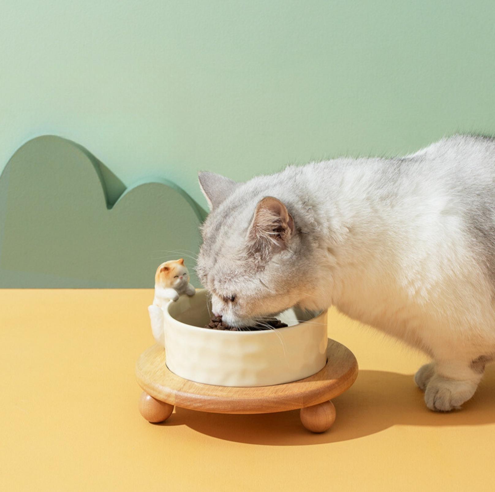 Nordic-style 3D Sculpture Ceramic Cat and Small Dog Bowl