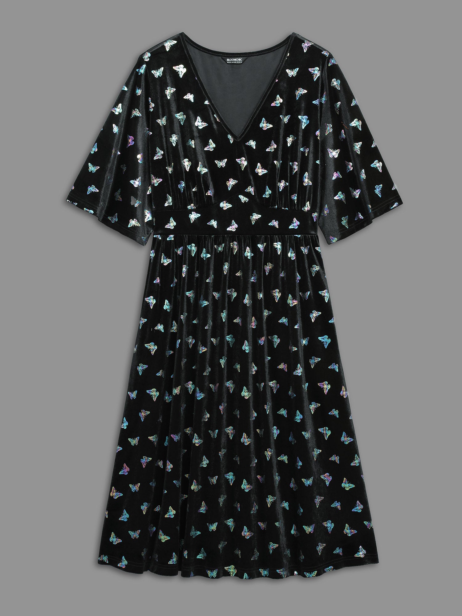 Butterfly Glitter Flutter Sleeve Midi Dress