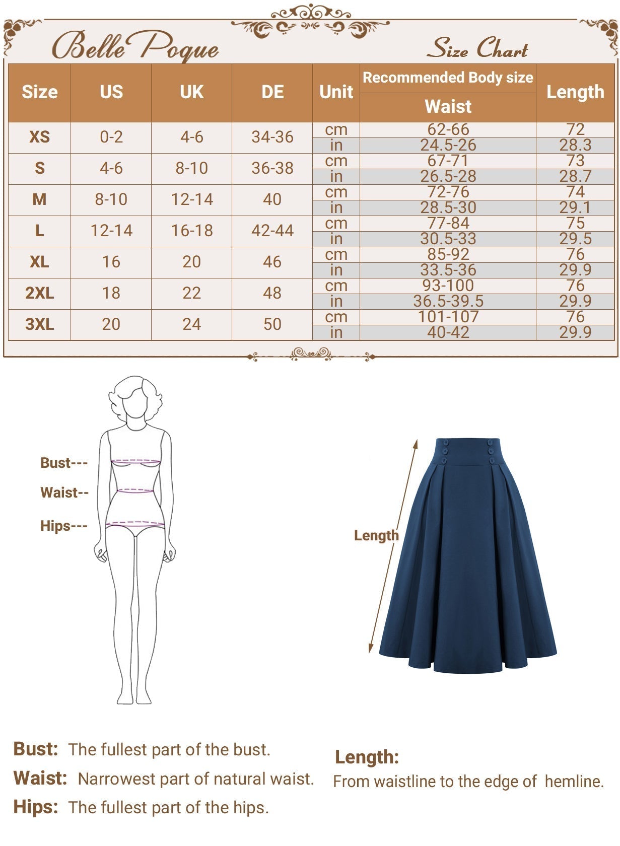 Leaf Patterns Pleated Buttons Decorated Elastic Waist High Waist Swing A-Line Skirt with Pockets