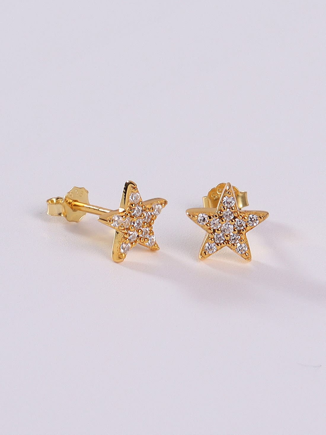 925 Sterling Silver Cubic Zirconia Stars Stud Earrings