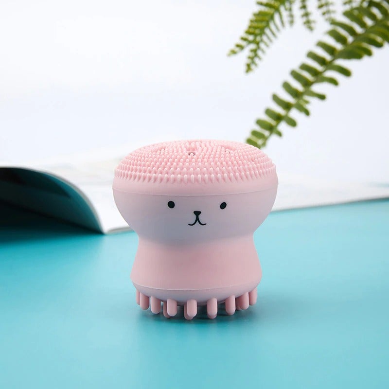 Silicone Design Octopus Shape Facial Sponge Cleansing Brush. Face Pore Cleaner. Acne & Oil Removal