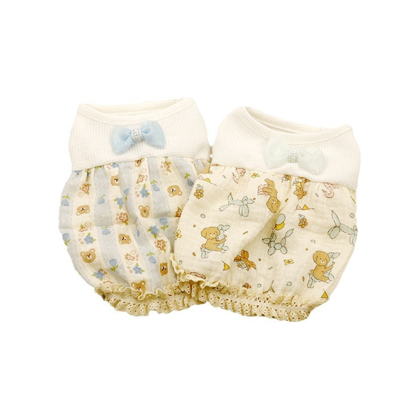 Bear Printed Soft Dog Cat Dress Pajama