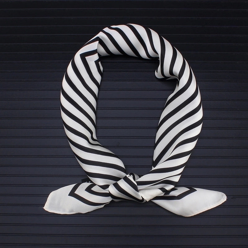 Women's Minimalist Stripe Satin Printing Silk Scarves