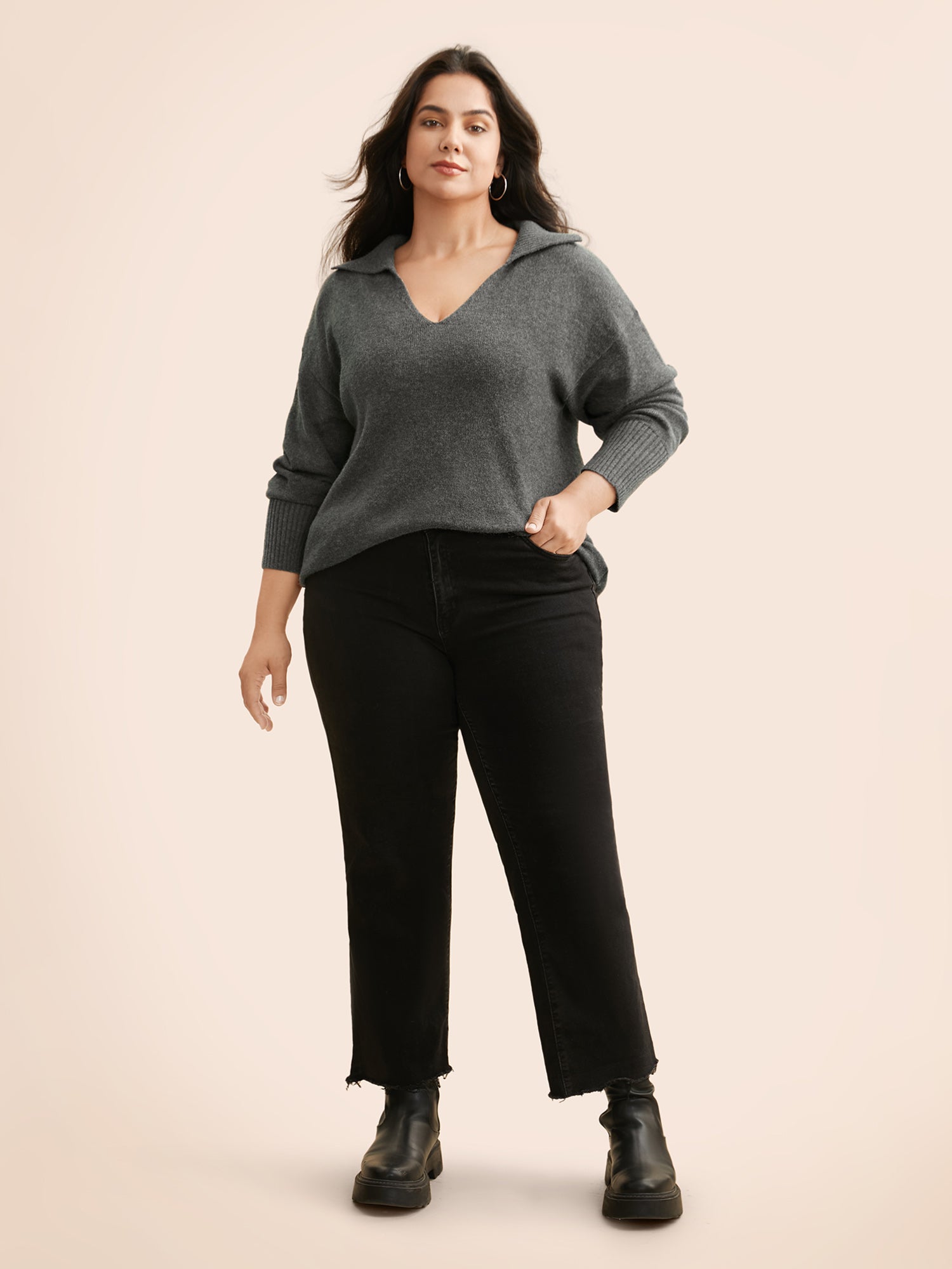 Supersoft Essentials Lapel Collar Wool Pullover