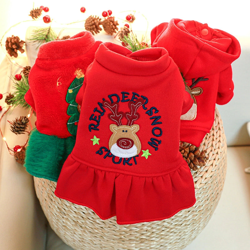 Cute Polyester Christmas Elk Pet Clothing