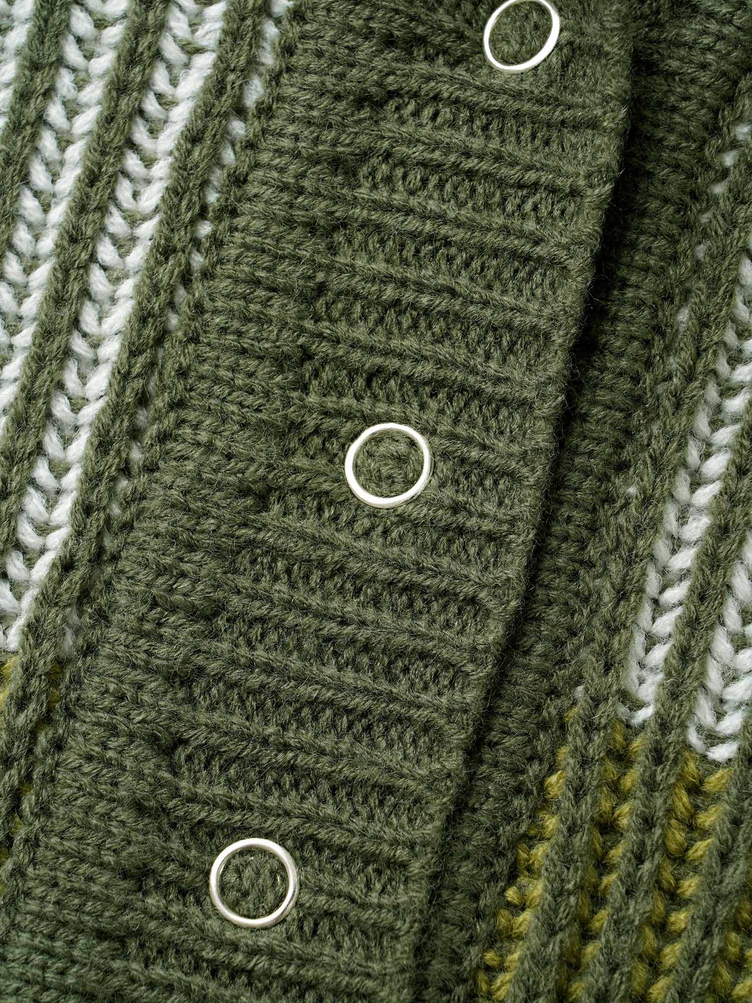 Polo Neck Texture Contrast Button Up Pullover