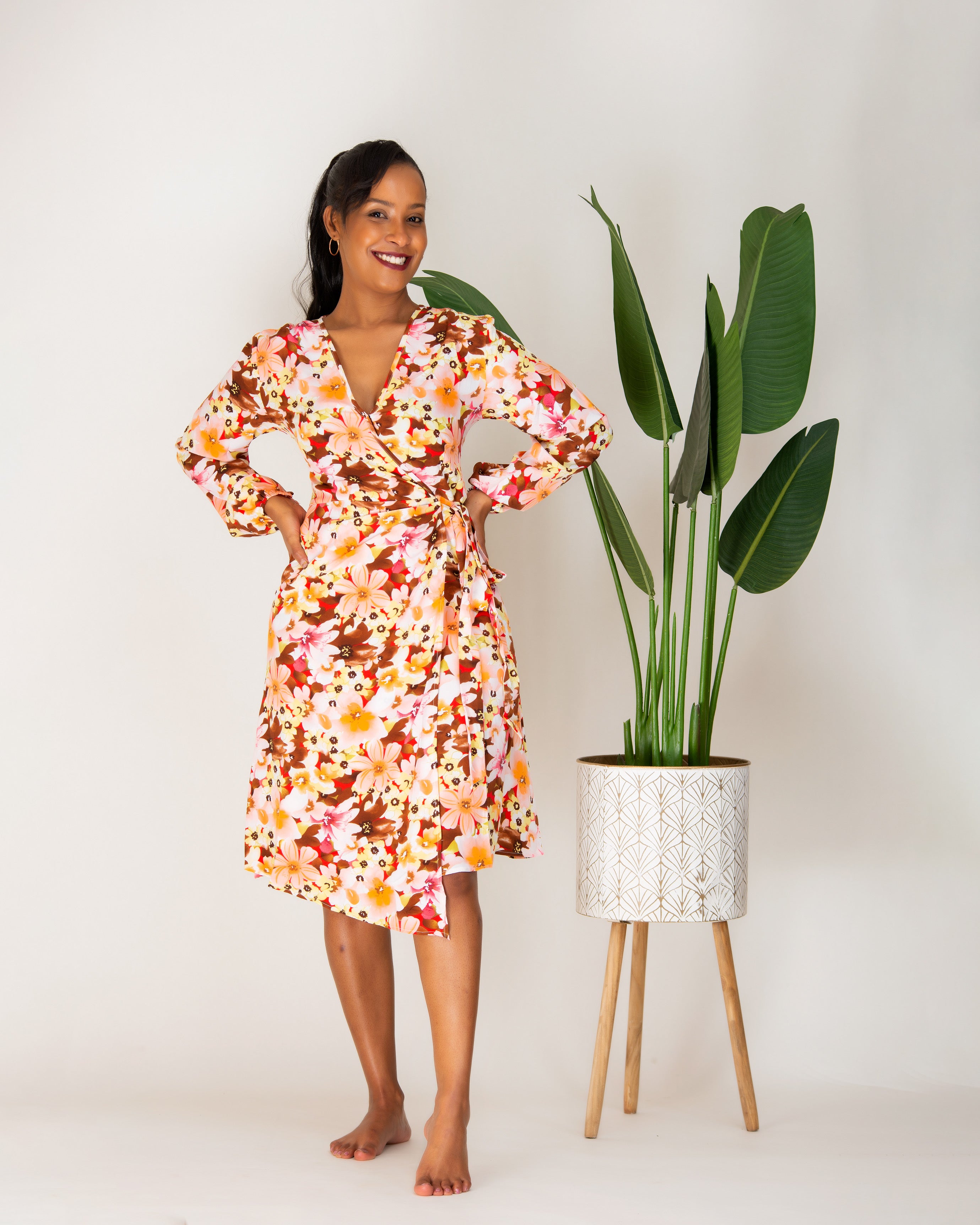 Cherry Blossom Floral Wrap Dress