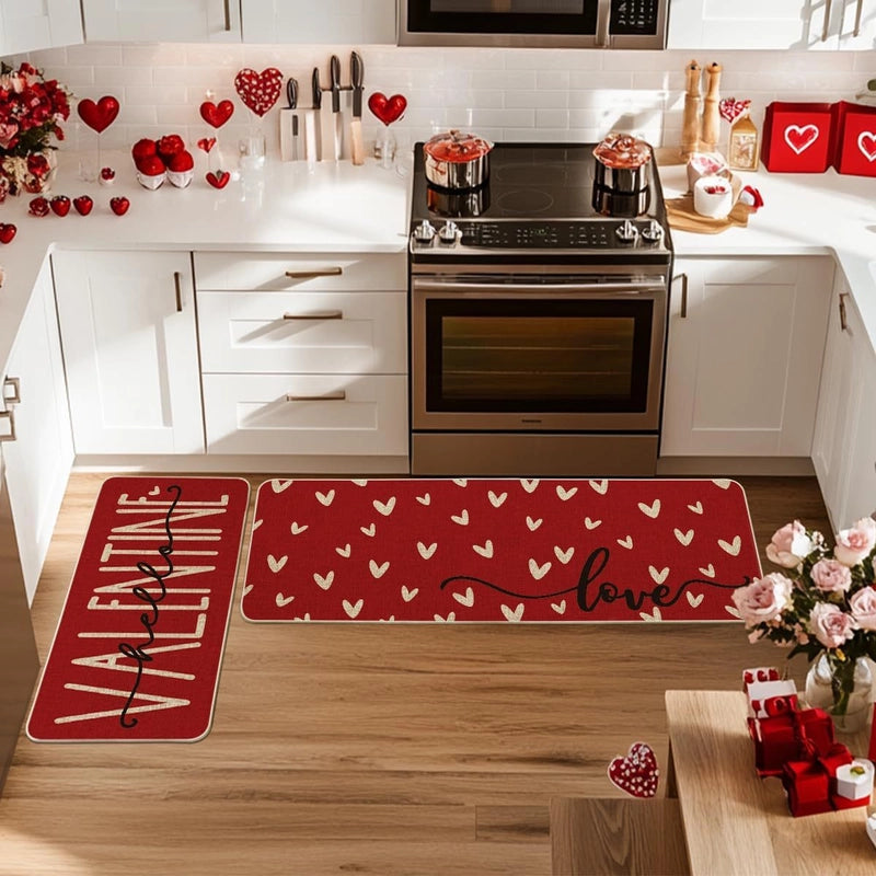 Valentine'S Day Casual Elegant Stripe Heart Shape Polyester Carpet Bathing