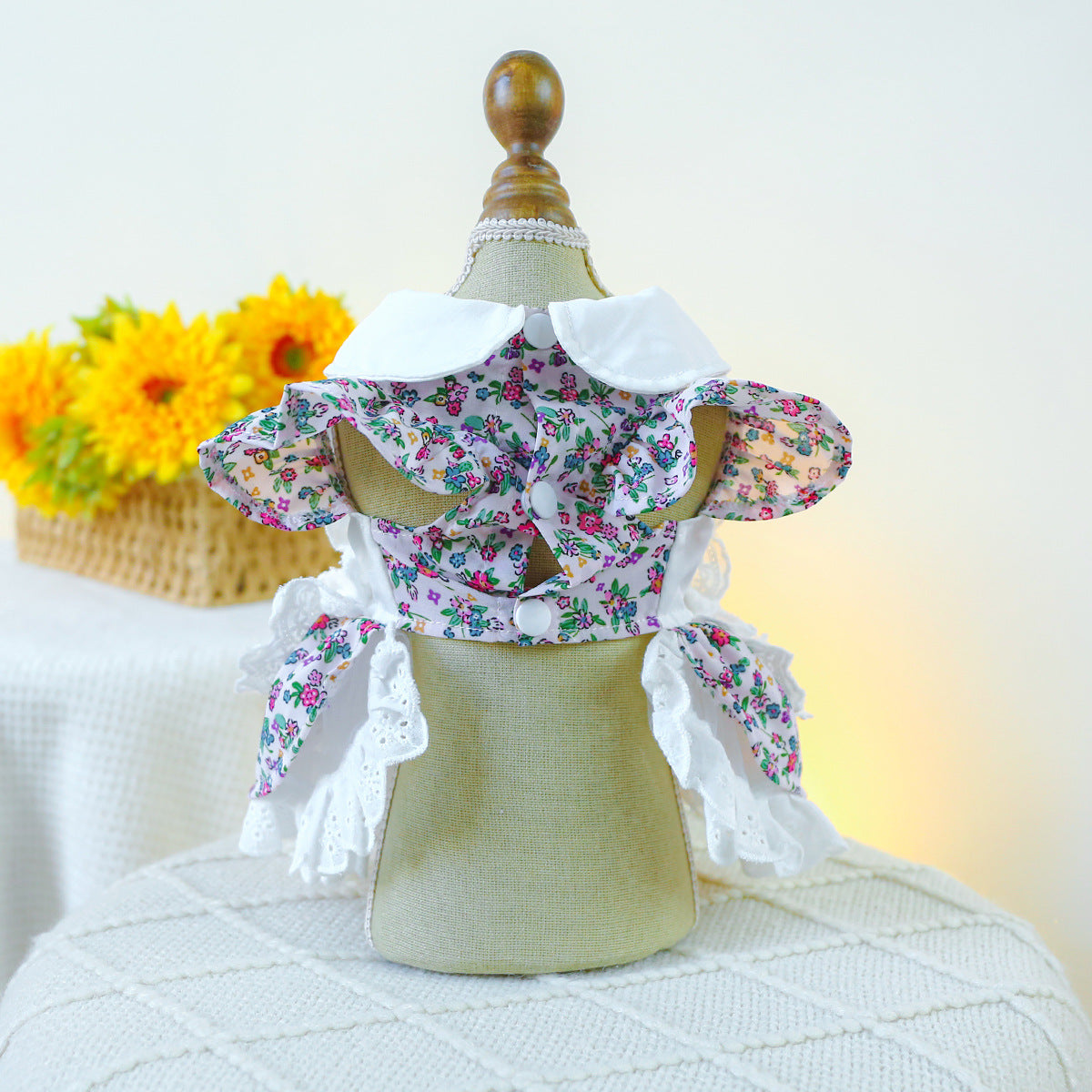 Flower Lace Decor Dog Cat Dress Harness