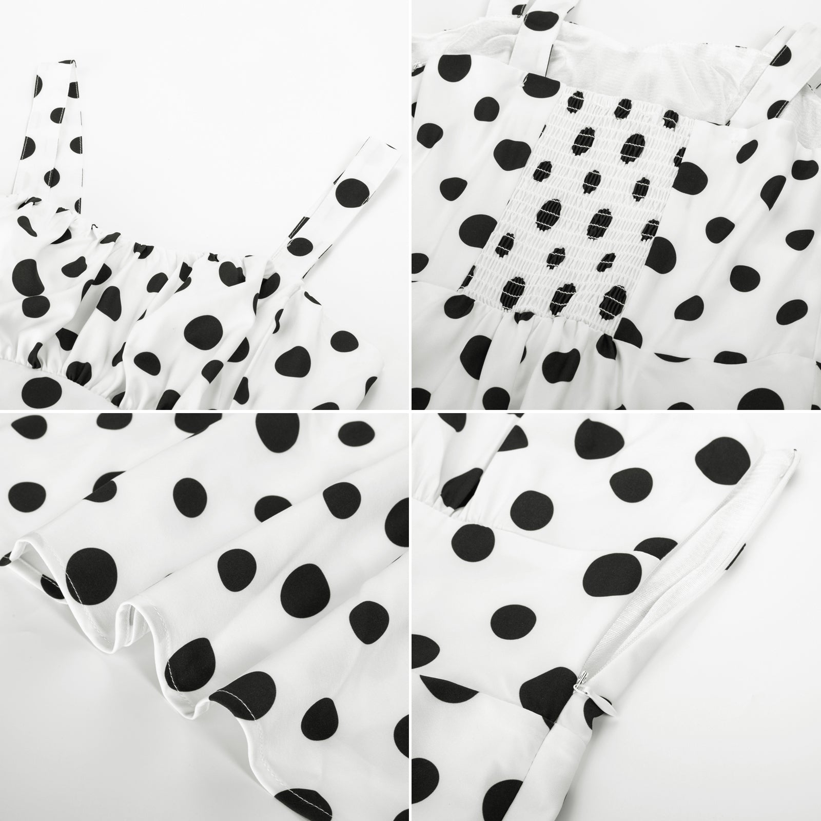 Vintage Polka Dots Two-Way Defined Waist Dress Ruched Bodice Flared A-Line Dress