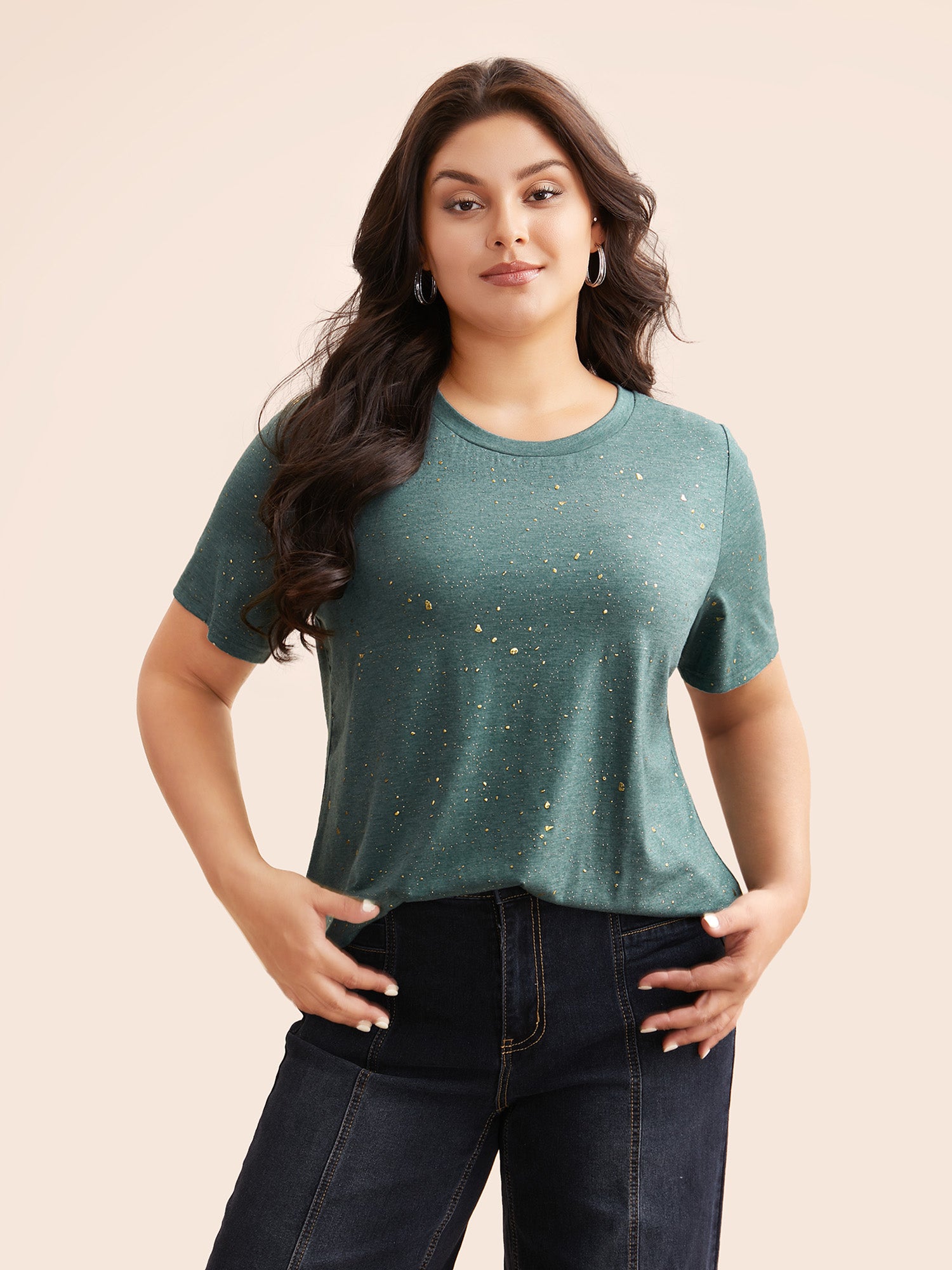 Plain Textured Round Neck T-shirt