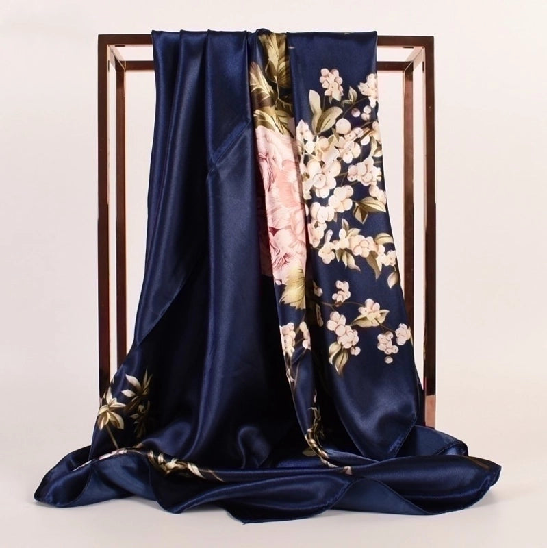Women's Elegant Minimalist Flower Polyester Printing Silk Scarves