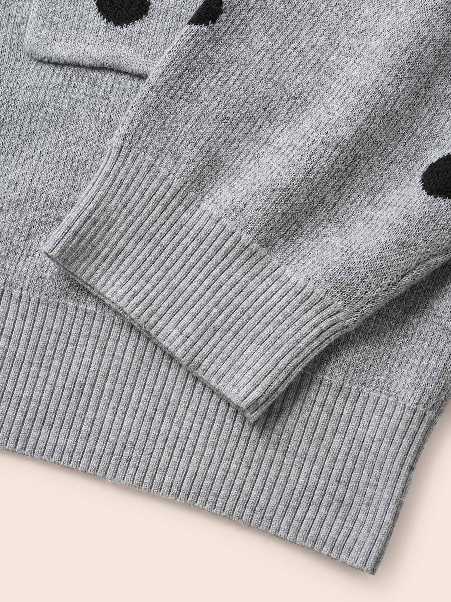 Polka Dot Kimono Collar Patch Pocket Cardigan