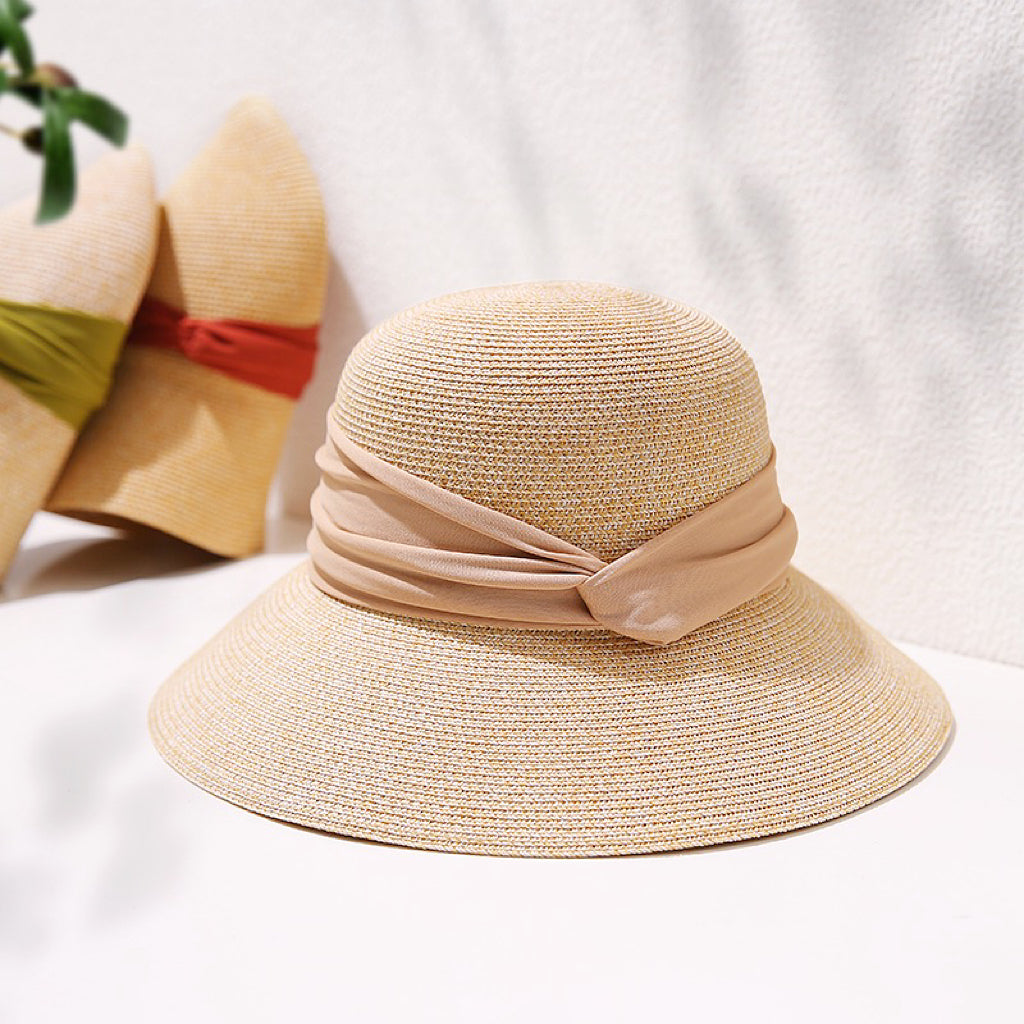 Foldable Elegant Ribbon Straw Hat