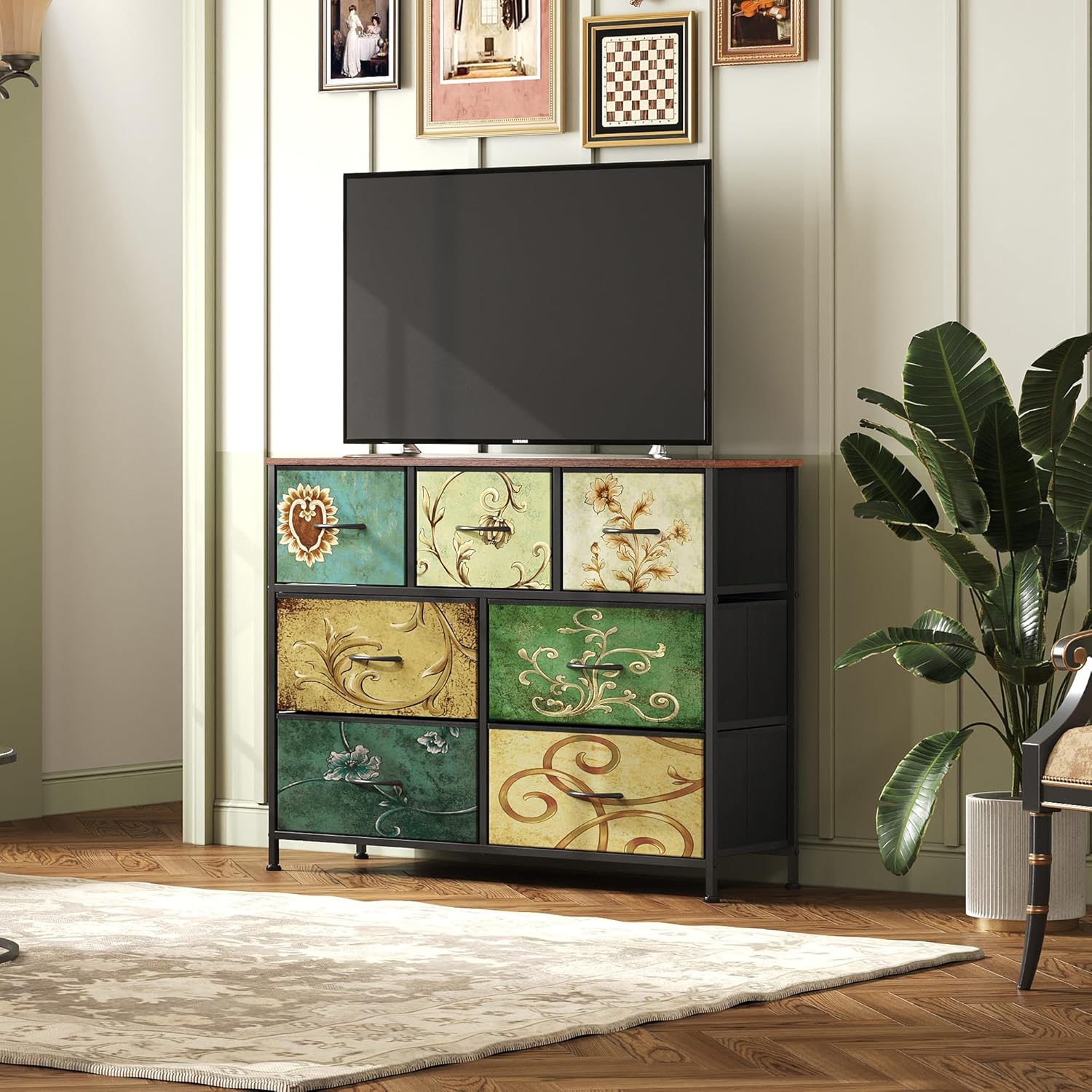 WLIVE 7 Drawer Dresser TV Stand, Dressers for Bedroom, Fabric Storage Tower