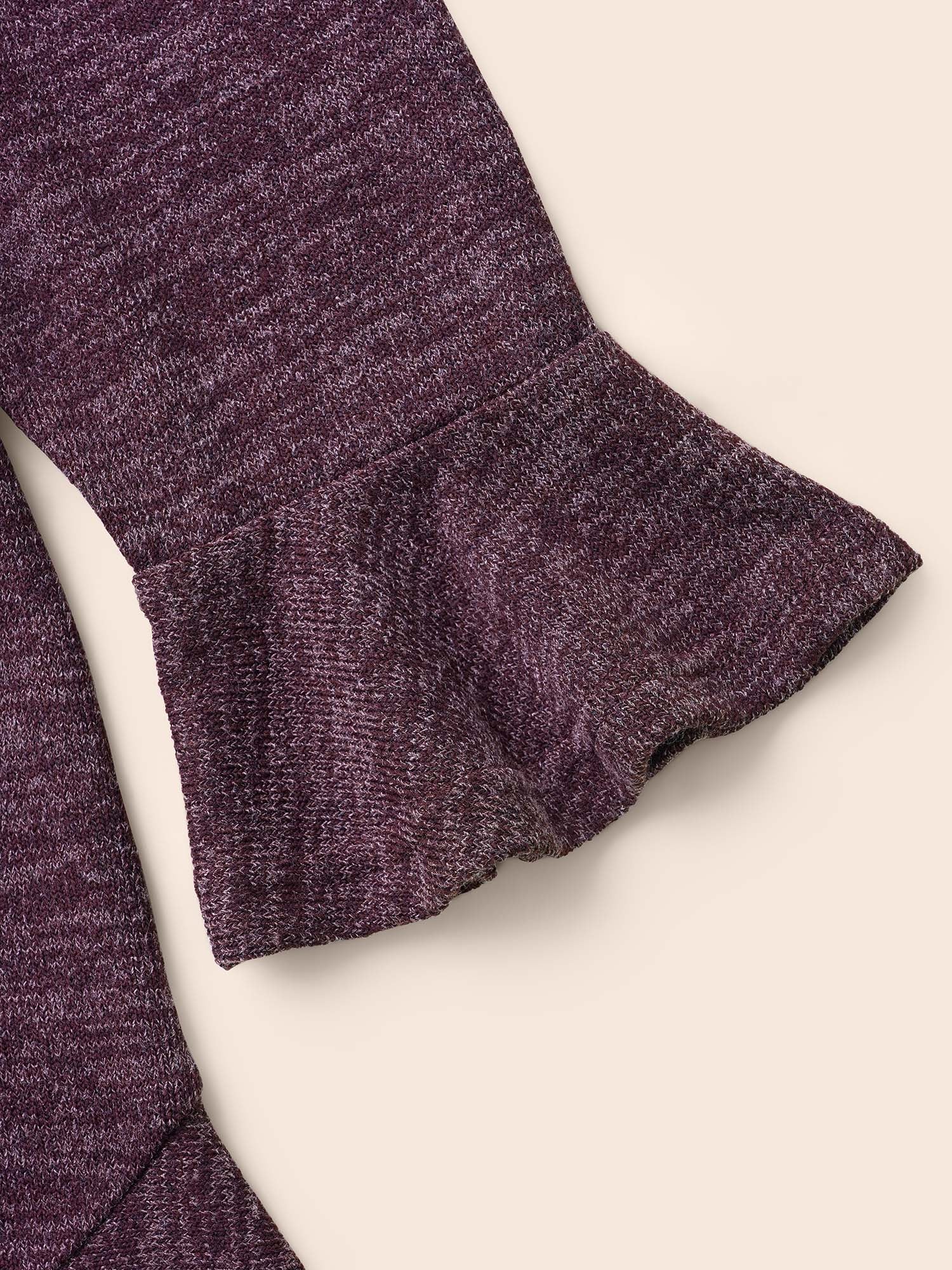 Heather Ruffle Sleeve Arc Hem Jersey Top