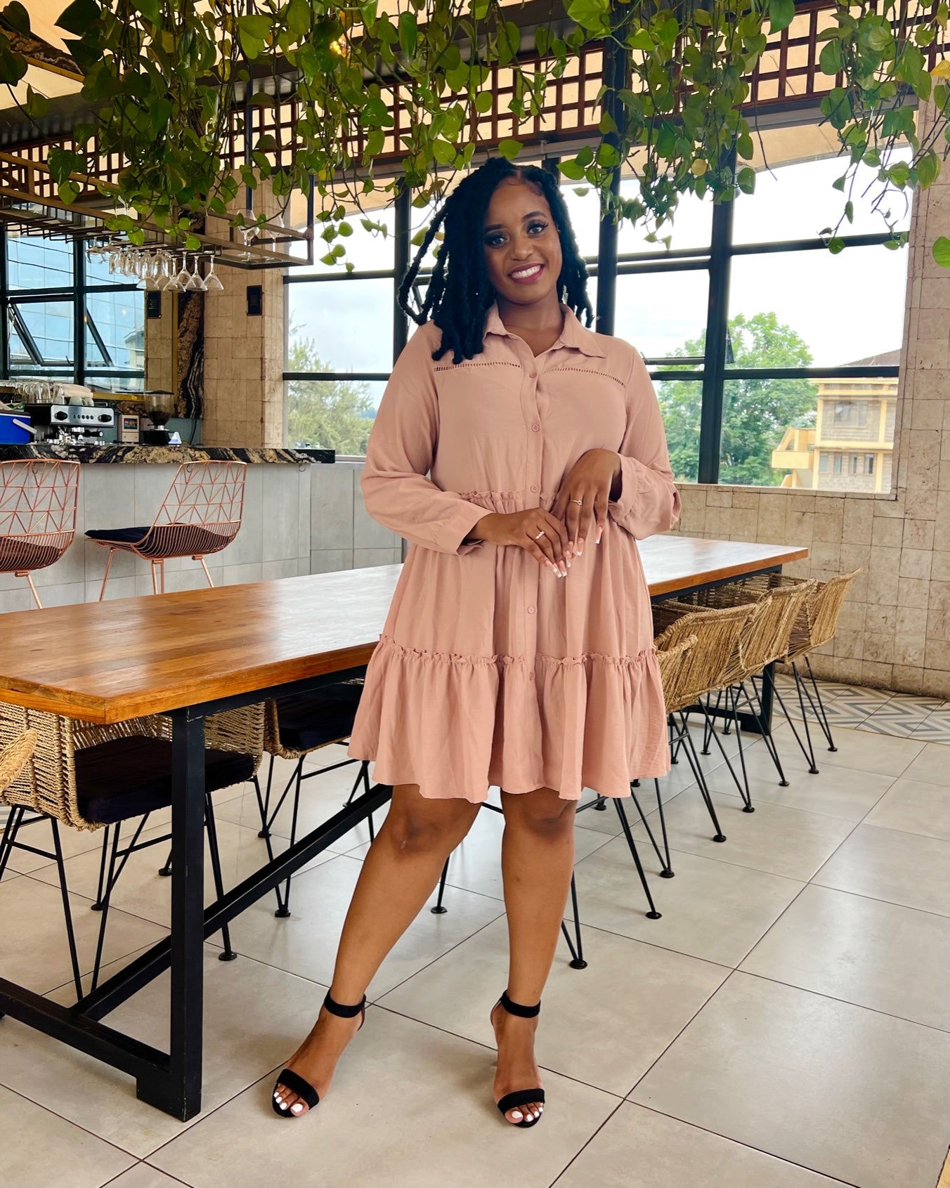 Khaki Button Down Shirtdress