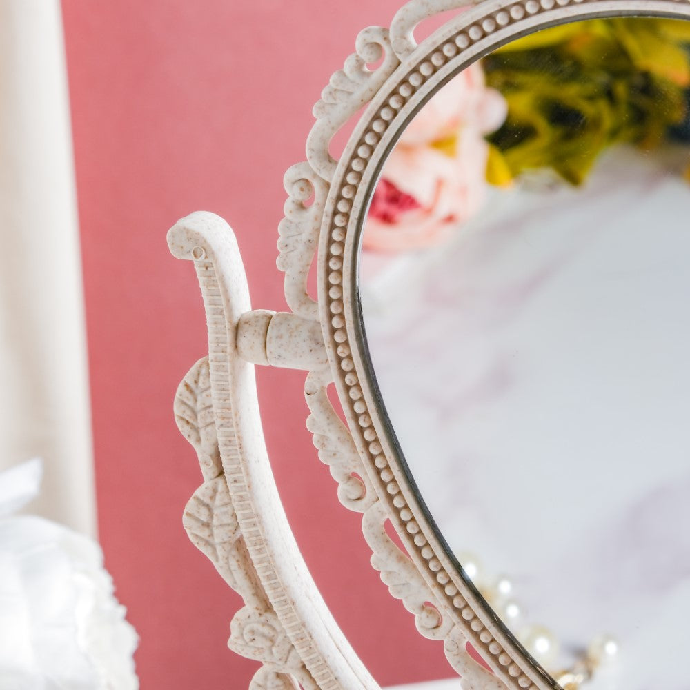 Vintage Heart Double Sided Mirror Ivory