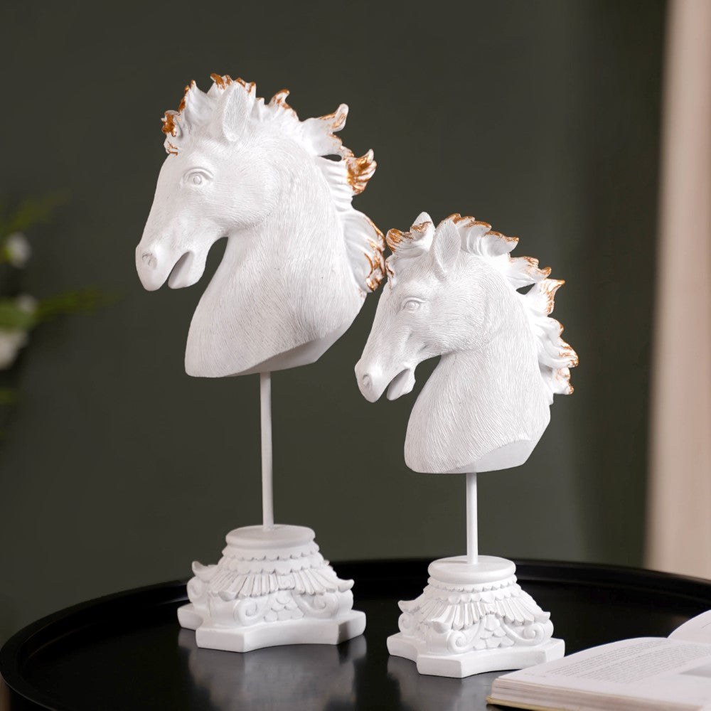 White Horse Decor Showpiece With Stand Small