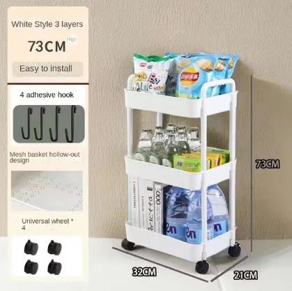 Mobile Storage Rack Trolley Kitchen Bathroom Bedroom Multi Storey Snacks Storage Rack With Wheels