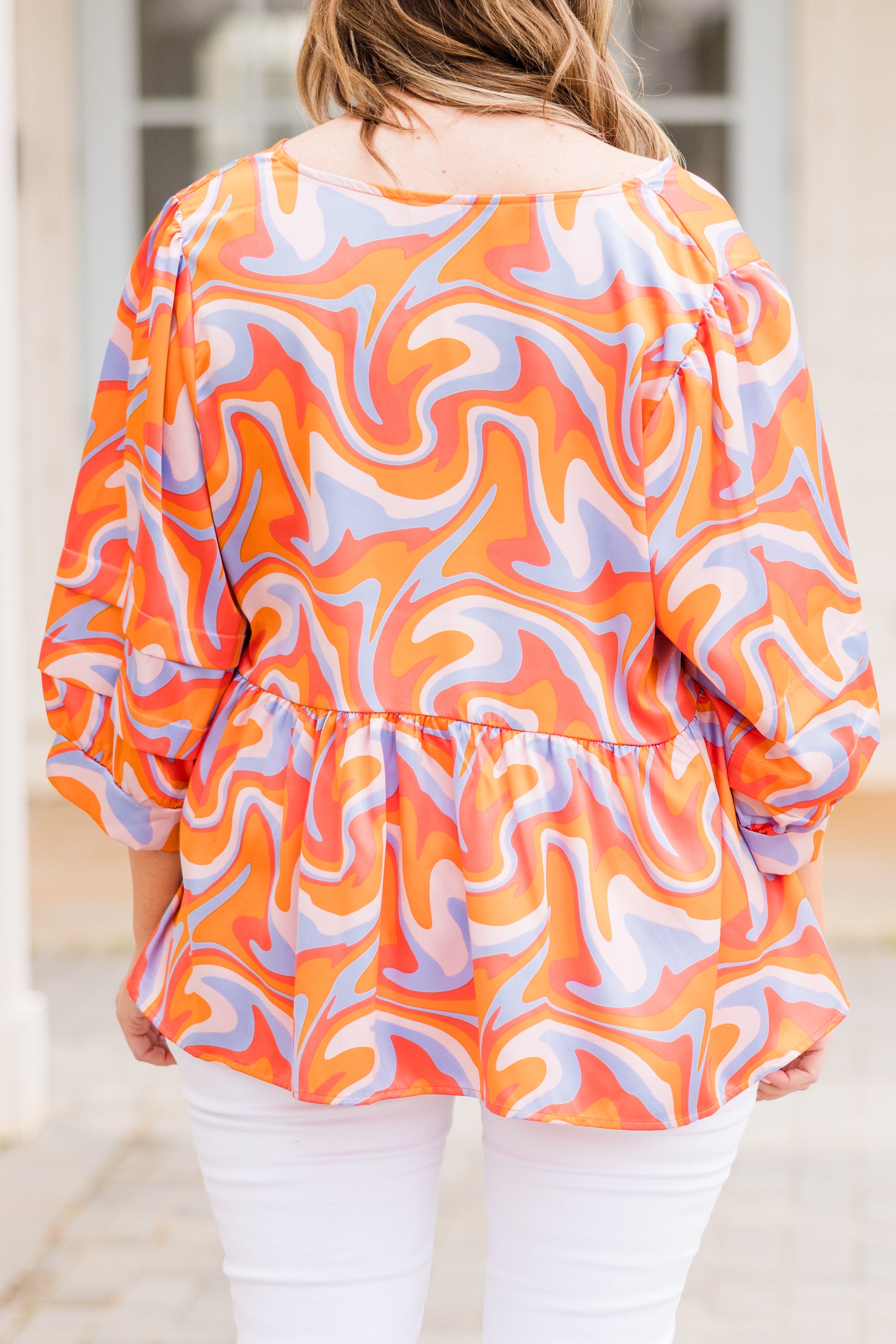 Passing Perth Top. Orange-Lavender