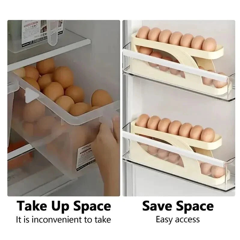 Automatic Scrolling Egg Rack. Double Layer Egg Dispenser. Counter Top Egg Storage Tray