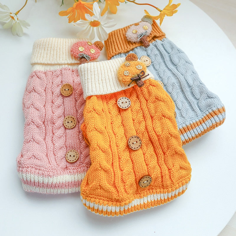 Twisted Button Dog Cat Sweater
