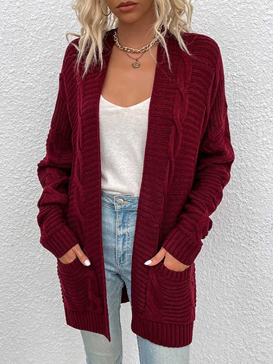 Long Knit Twist Cardigan Sweater