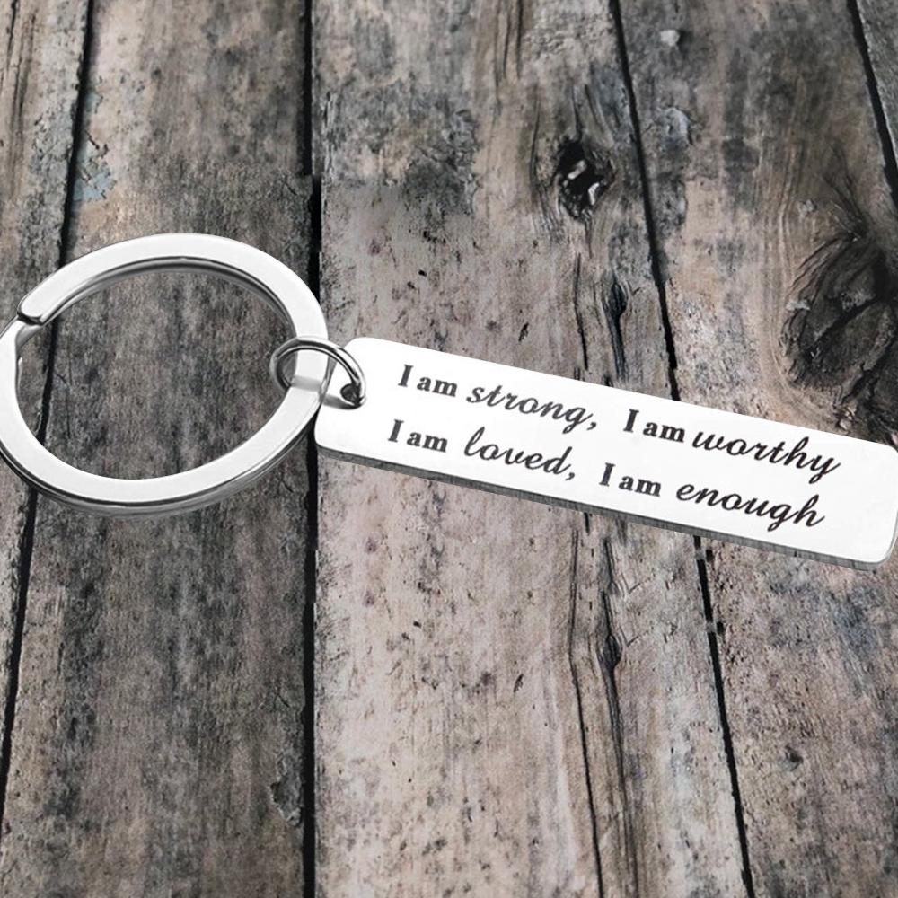 Stainless Steel  I am strong Keychain