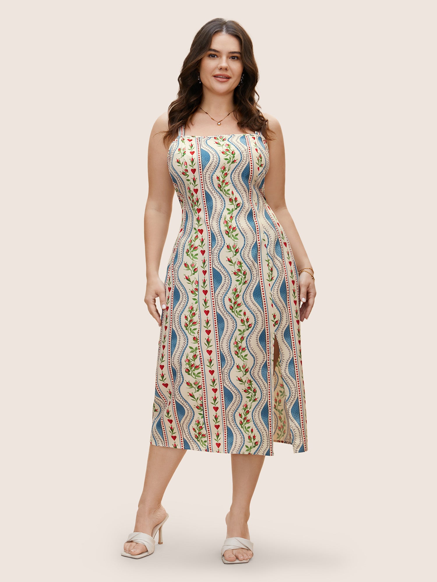 Boho Print Split Front Cami Dress