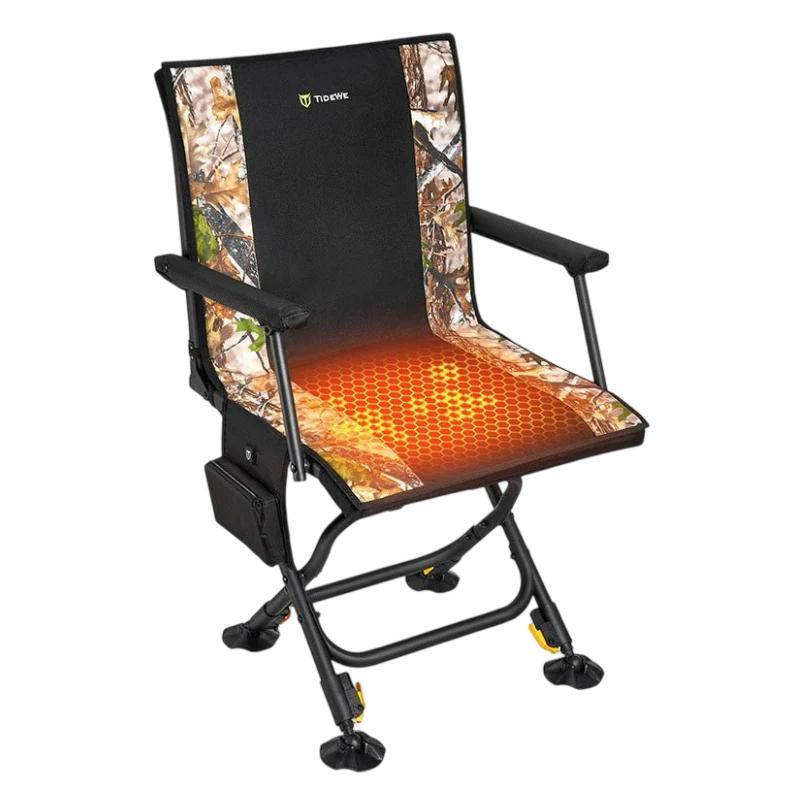 Heated Hunting Chair Adjustable Height 360° Swivel Blind Chair with Battery & Detachable Seat Cove (Buy One Get One Free-Get Two PCS)Limited-time Offer