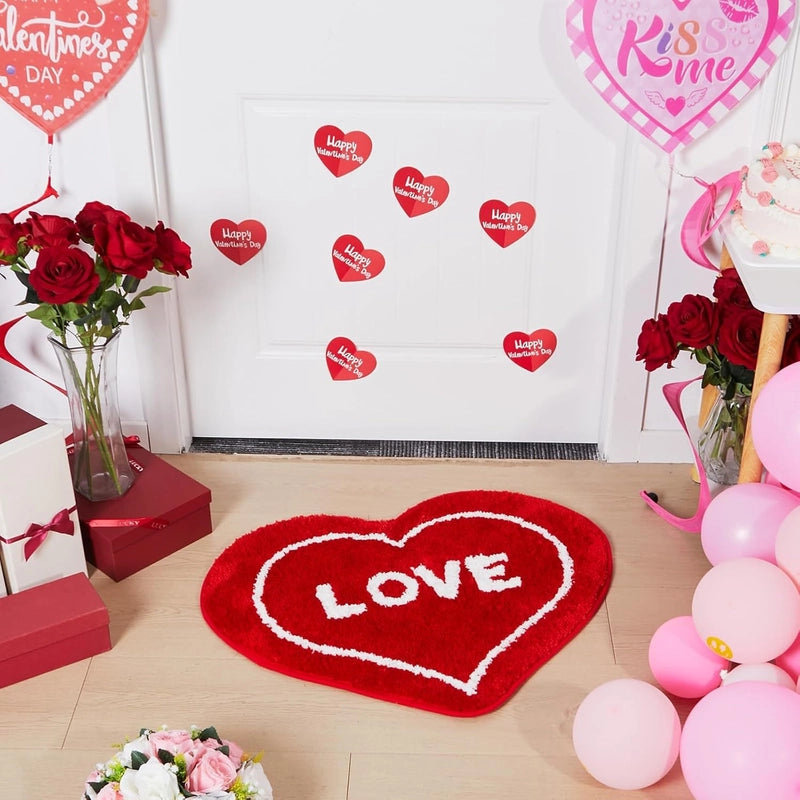 Valentine'S Day Casual Elegant Letter Heart Shape Polyester Carpet Bathing