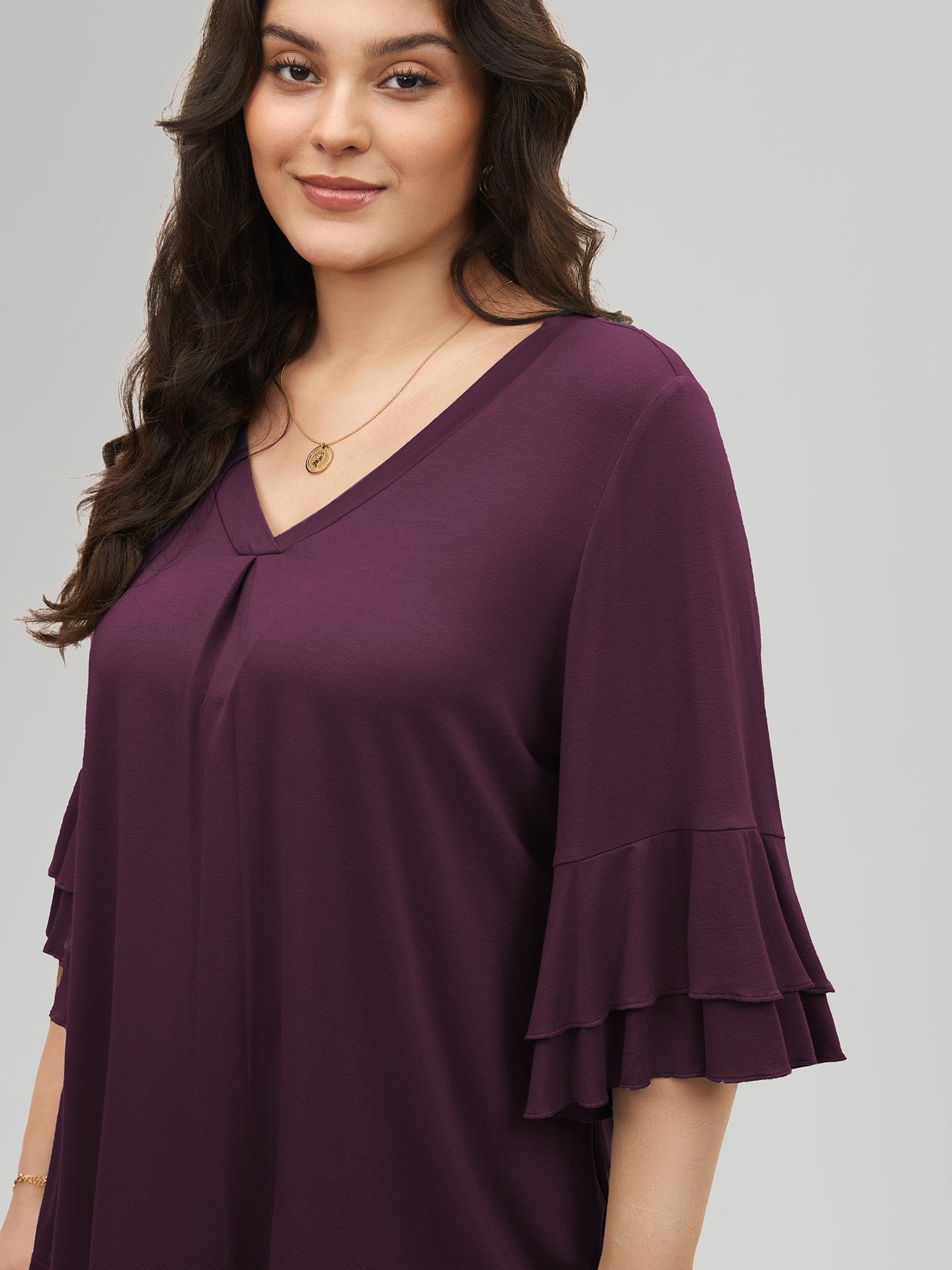 Supersoft Essentials Ruffle Layered Sleeve Pleated T-shirt
