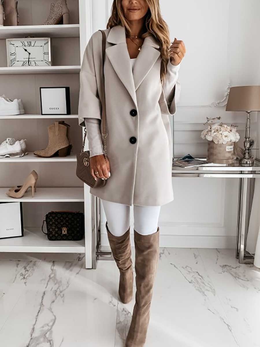 Tweed Coat With Seven-quarter Sleeves