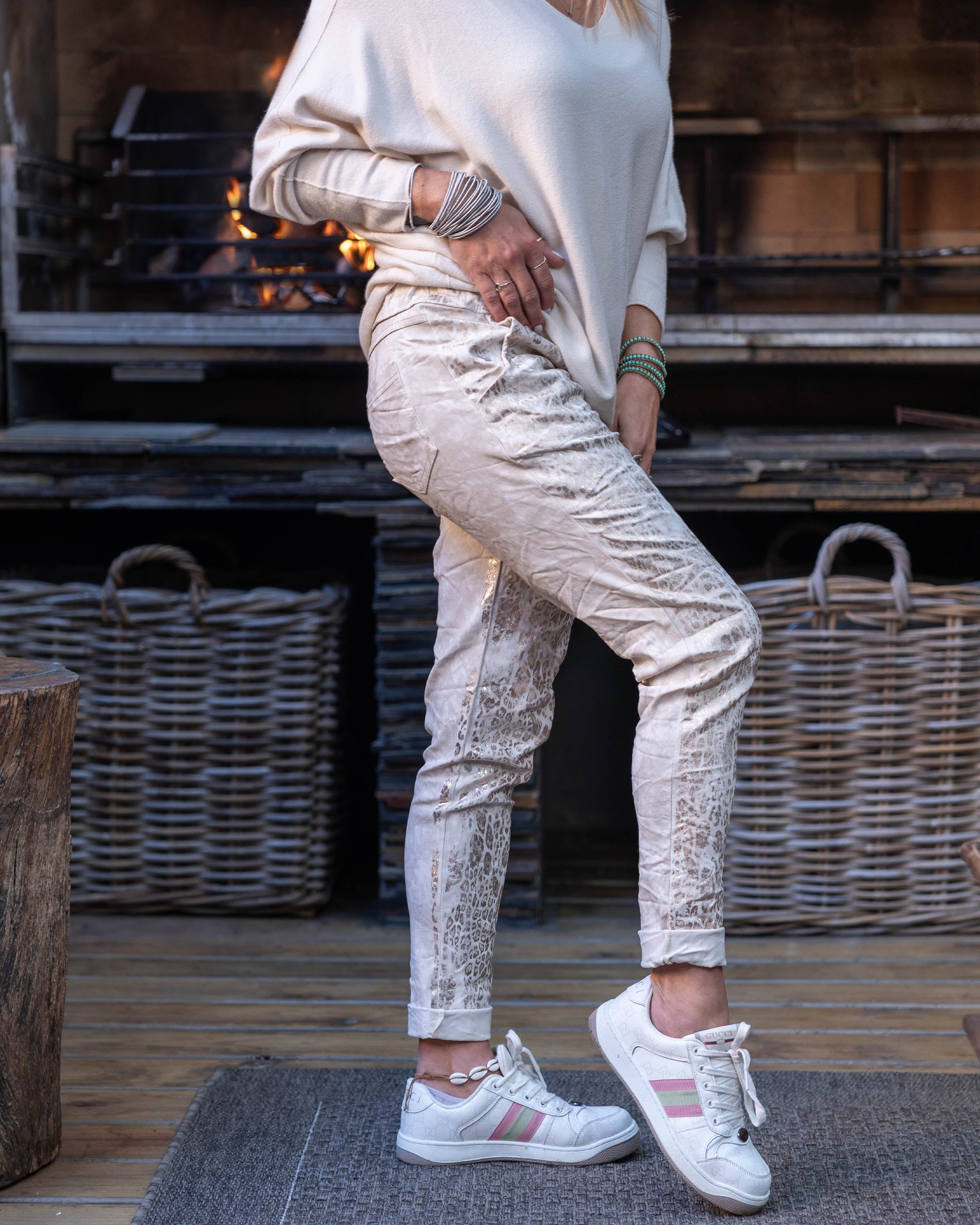 Golden Girl Drawstring Pants | Beige