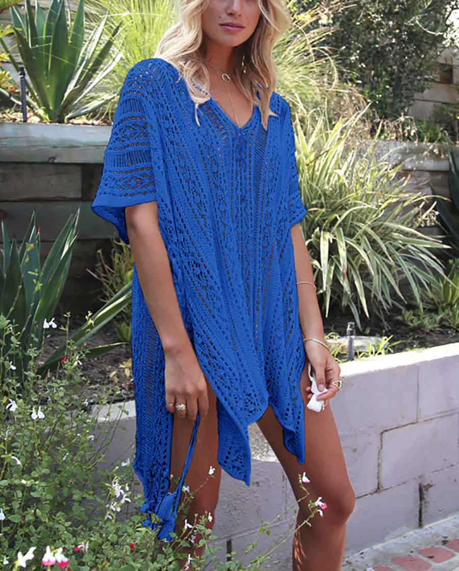 Hollow Beach Vacation Knitted Sunscreen Blouse