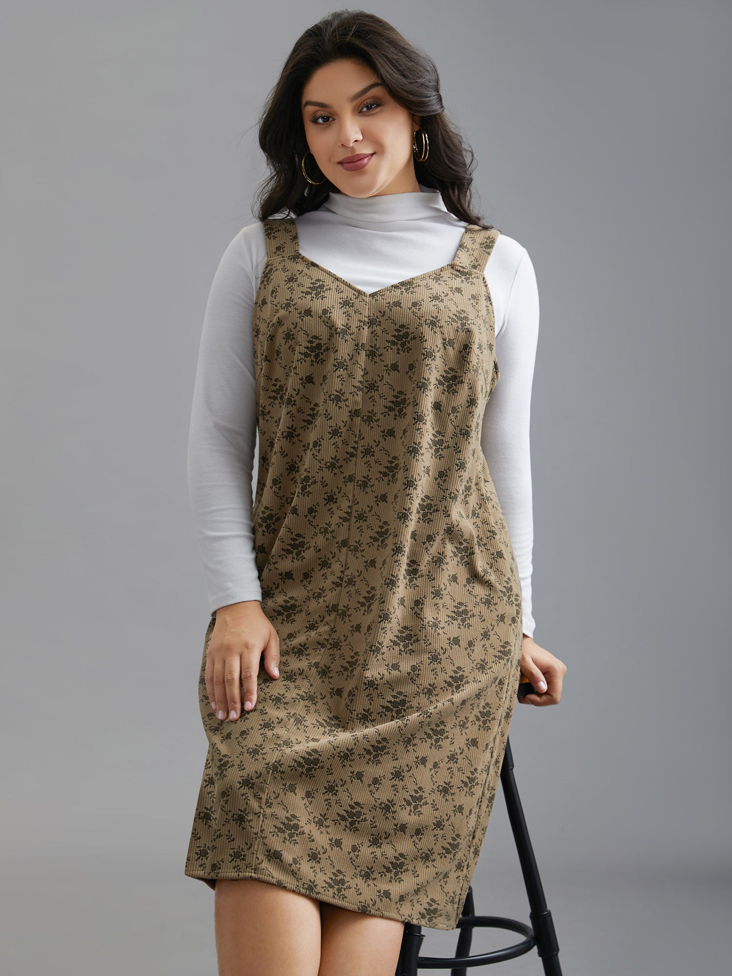 Suspender Skirt Style Floral Dress