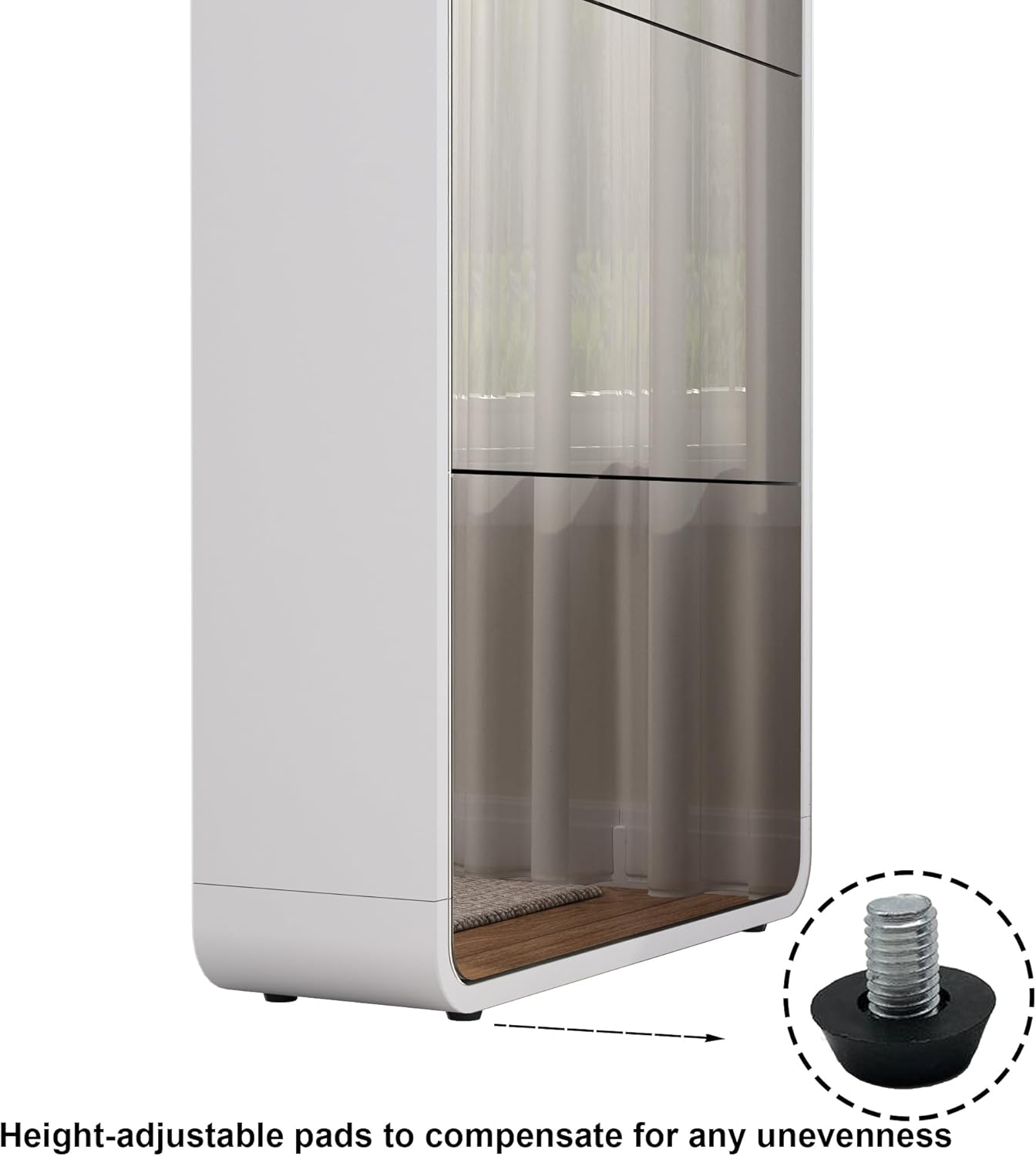 Entrance Shoe Locker, 5 Tier Full Length Mirror Shoe Organizer Wooden Narrow Shoe Cabinet, White Shoe Rack for Front Door Entrance Outdoor