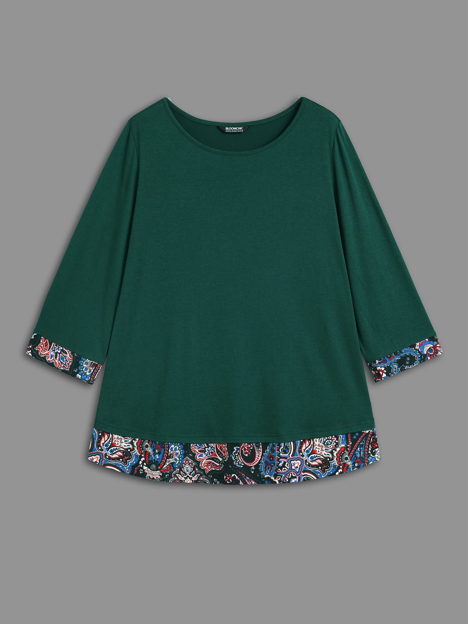 Crew Neck Bandana Print Patchwork T-shirt