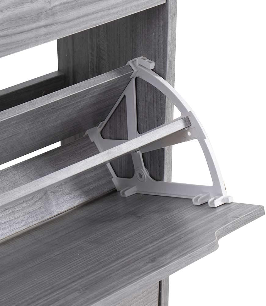 Wood Shoe Cabinet with 3 Doors, Shoe Cabinets, Retractable Handles, Double Depth, 63 x 24 x 115 cm