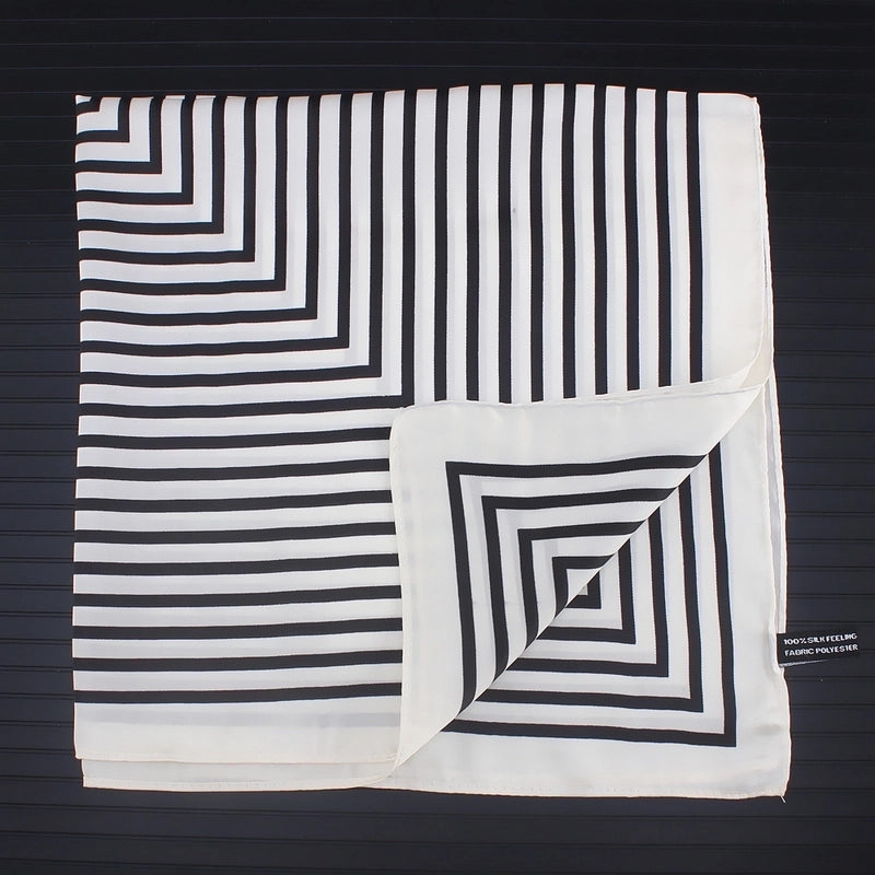 Women's Minimalist Stripe Satin Printing Silk Scarves